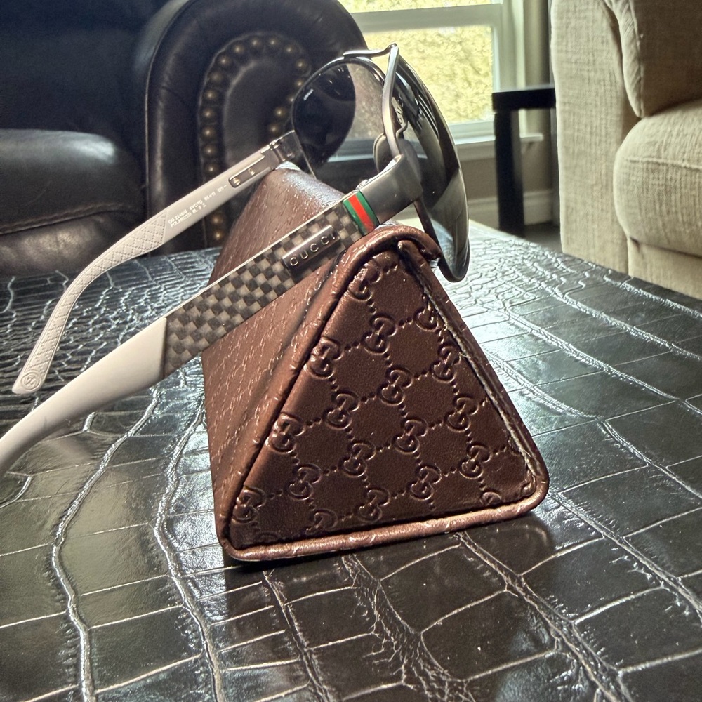 Gucci Silver Frame Aviator Sunglasses - Picture 2 of 7